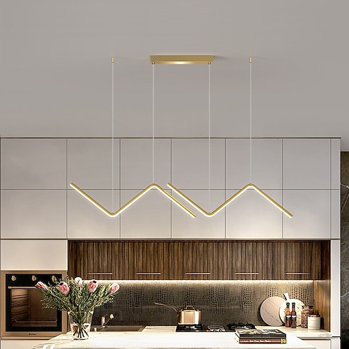 LED-Pendelleuchte 90 cm Inselleuchten dimmbar Liniendesign Aluminium stilvoll minimalistisch lackierte Oberflächen nordischer Stil Esszimmer Küchenleuchten 110-240 V nur dimmbar mit Fernbedienung Image