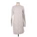Ann Taylor LOFT Casual Dress - Sweater Dress: Gray Dresses - Women's Size Medium