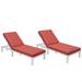 Maykoosh Asian Aesthetics Modern Outdoor White Chaise Lounge Chair With Cushions