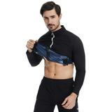 Men Sweat Weight Loss Sauna Suit Workout Shirt with Pocket Body Shaper Fitness Jacket Gym Top Clothes Shapewear Long Sleeve