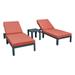 Maykoosh Victorian Elegance Modern Outdoor Chaise Lounge Chair Set of 2 With Side Table & Cushions