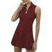 FOCUSNORM Tennis Golf Dress for Women Sleeveless Workout Athletic Dresses with Built in Shorts and Pockets