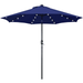 Alden Design 9FT Patio Umbrella 8 Ribs with 32 LED Light for Garden Navy Blue