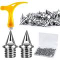 120 Pcs 1/4 Inch Track Spikes with Spike Wrench Stainless Steel Track Spikes Replacement Sprint Running Track Shoes Spikes 1/4 Pyramid Spikes for Track Shoes Sprinter Track and Field