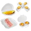 PENGXIANG 4Pcs Microwave Cooking Set Microwave Oven Cookware Set with Bacon Baking Plate Egg Steamer Fried Egg Box Potato Rack for Home Kitchen Heat Resistant Dishwasher Safe BPA Free