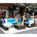 6 Pieces Patio Furniture Set Outdoor Sectional Sofa Outdoor Furniture Set Patio Sofa Set Conversation Set with Cushion and Table (Beige)