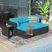 Prime Garden 5 Pieces Patio Conversation Set Outdoor Sectionals with Blue Cushions Black