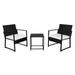 SYTHERS 3 PCS Patio Furniture Set Outdoor Wicker Rattan Bistro Set Cushioned Patio Chairs Conversation Set with Glass Coffee Table for Lawn Garden Backyard Balcony Black