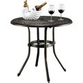 YSSY Outdoor Bar Table Patio Table Patio Dining Table with Umbrella Hole Cast Aluminum Side Table Backyard Bistro Table Outdoor Furniture Garden Table(32 Diax29 H)