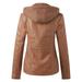 Outfmvch Leather Jacket Womens Winter Coats Women s Slim Leather Stand Collar Zip Motorcycle Suit Belt Coat Jacket Tops Leather Jacket Women Brown 5xl