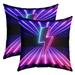 YST Pink Purple Black Cushion Covers Neon Lightning Striped Pillow Covers 16x16 Inch Set of 2 Gamer Throw Pillow Covers Room Decor Glitter Glowing Stripes Geometric Decorative Pillow Covers