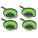 4PCS Collapsible Colander Strainer Set - Round with Handle - Green - Hanging Hole for Easy Storage - Food Grade Plastic - Ideal for Pasta Vegetables Fruits - Space-Saving Kitchen Tool