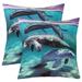 YST Manatees Set of 2 Throw Pillow Covers 24x24 Inch Killer Whales Pillow Covers For Young Marine Animal Ocean Life Cushion Covers Blue Purple Mountain Decorative Pillow Covers