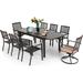 & William Patio Dining Set for 6 Outdoor Furniture Set 7 Pieces 4 x Metal Dining Chairs 2 Swivel Chairs with 1 Rectangular Metal Dining Table Outdoor Patio Set for Outdoor Lawn Gard