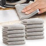 Fanshiluo Multifunctional Non-Scratch Wire Dishcloth Wire Mesh Knit Cleaning Cloth Wire Dishwashing Rags For Dishes Sinks Counters Easy Rinsing Machine Washable (10 Pack)