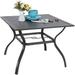 37 Metal Steel Slat Patio Dining Table Square Backyard Bistro Table Outdoor Furniture Garden Table 1.57â€� Umbrella Hole Black