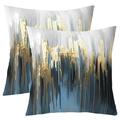 YST Set of 2 Abstract Art Pillow Covers Grey Gold Blue Grey Throw Pillow Covers Geometry Stripe Cushion Covers 22x22 Inch Golden Metallic Sequins Tie Dye Modern Cushion Cases