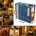 DIY Book Nook 3D Wooden Puzzle Miniature Doll House Kit With Warm Light Creative Bookshelf DIY Booknook Toy Xmas Gift Home Decor deep blue