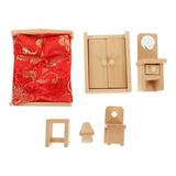 Doll House Model Mini Nightstand Toy Miniature Bed Furniture Wooden Cotton Micro Scene