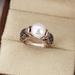 14k Gold Plated Vintage Milky Stone Ring for Women - Perfect Promise Engagement Wedding Anniversary and Birthday Gift