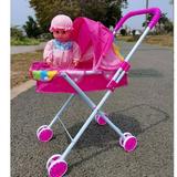 OUSITAID 2023 New Reborn Dolls Doll Stroller Baby Doll Stroller for Toddlers and Kids with Doll+Bottle Foldable Doll Stroller