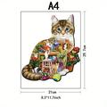 Wooden Jigsaw Puzzle Wooden Puzzles For Adults Animal Shaped Puzzles Magic Puzzles Unique Irregular Shaped Wood Puzzles(Cat Labor)