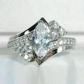 Elegant Marquise Zircon Ring - 925 Silver Plated Bridal Wedding Ring for Women - Fine Jewelry for Daily Casual Wear