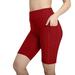 nerohusy Women s Athletic Shorts 5 Inch Inseam Yoga Shorts for Women with Pockets Biker Shorts High Waisted Tummy Control Gym Workout Athletic Running Shorts Red XL
