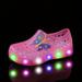 Infant Baby Boys Casual Light Up Slip On Clogs With Cute Cartoon Charms Toddlers Outdoor Lightweight Anti-skid Hollow Out Clogs For Kids Spring And Summer