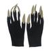 Cool Halloween Gloves Ghost Claw Dress Up Short Gloves Fashion Black Long Nails Cosplay Halloween Funny Gloves Accessories Gold One Size