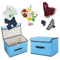 Casewin 2 Pcs Storage Boxes with Lid Foldable Clothing Storage Basket Cube units with Lids for Toy Books Closet Bedroom (Blueï¼Œ10.2*7.9*6.7in)