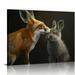 CANFLASHION Cute Animals Fox And Rabbit Canvas Wall Art- Funny Animal Illustration Poster Print Set Canvas Art Poster And Wall Art Picture Print Modern Family Bedroom Decor Posters 28x28inch(70x70cm)