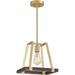 Painted Wood Color Golden Metal Finish Farmhouse Kitchen Island Pendant Lighting LED Fixture Dining Room Livingroom (Bulbs Not Included)