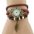 Women Quartz Bracelet Watch Fashion Weave Wrap Around Leather Wrist Watch Classic Bracelet Watch Set