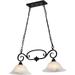 32.5 Traditional Kitchen Island Lights with Alabaster Glass Shade & Chain 2-Light Dining Room Lighting Fixtures Hanging Vintage Farmhouse Pendant Lighting Matte Black Finish