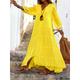 Women's White Yellow Blue Summer Spring Maxi long Dress Maxi Dress White Dress Shirt Dress Cotton Linen Dress Vacation Basic Modern Daily Weekend Loose Fit Plain V Neck