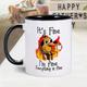 1pc Dog In Fire Coffee Mug Ceramic Coffee Cups It's Fine I'm Fine Everything Is Fine Water Cups Summer Winter Drinkware Birthday Gifts Holiday Gifts Christmas Gifts New Year Gifts