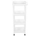 2024 Bathroom Tower Shelf Plastic Freestanding Storage Rack Organizer Multifunctional Shelving Unit for Living Room Bedroom Kitchen White 4 Layers (with Wheel)