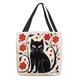 Women's Tote Shoulder Bag Canvas Tote Bag Customize Oxford Cloth Shopping Holiday Print Large Capacity Foldable Lightweight Cat Black / Red Custom Print White