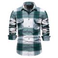 Men's Shirt Flannel Shirt Plaid Shirt Shirt Jacket Shacket Overshirt Shacket Light Blue White Navy Blue Long Sleeve Plaid / Check Lapel Fall Winter Outdoor Daily Wear Clothing Apparel Pocket