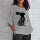 Women's T shirt Tee Long Cotton Top Animal Letter Weekend Print Yellow 3/4 Length Sleeve Fashion Round Neck Summer