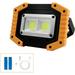 Rechargeable LED Floodlight 30W 1500LM Construction Site Floodlight Work Light with 2X COB Portable USB LED Floodlight for Camping 3 Modes Battery Contains 1 Piece