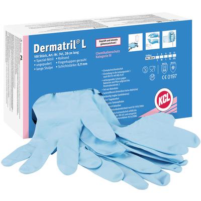 Dermatril l 741 074108081C 100 St. Einweghandschuh Größe (Handschuhe): 8 en 455 - KCL