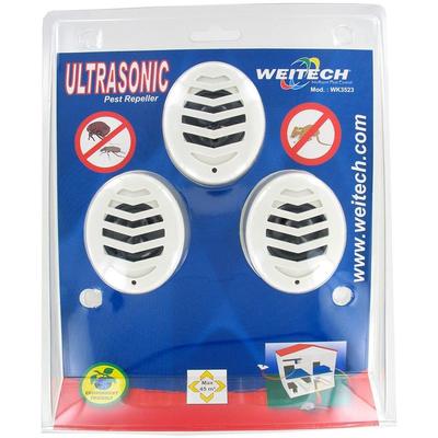 Weitech - 3er Set Ultraschall Vertreiber gegen Mäuse, Spinnen, Flöhe, Zecken