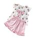 TureClos Girls Clothing Set Sleeveless Baby Summer Ice Cream Top T-shirt Bow Decoration Elastic Waist Shorts 2 Pieces Outfits Pink 90cm