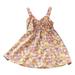 Toddler Fashion Dresses Holiday Playwear For Little GirlsSummer Scoop Neck Sleeveless Floral Flowy Print Plain Sun Beach Fashion Playwear Dres Pink 80