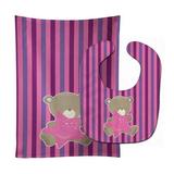 Baby Girl Bear With Star Baby Bib & Burp Cloth