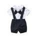 TheFound Newborn Infant Baby Boy Gentleman Suit Short Sleeve Bowtie Romper+Suspenders Shorts Summer Outfits