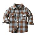 Jalioing Kids Checkered Coats Long Sleeve Turn down Collar Single-Breasted Classic Lounge Jackets (6-12 Months Coffee)