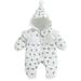 Newborn Baby Girls Thick Rompers Infant Butterfly Print Zipper Long Sleeve Bodysuit Lace Warm Clothes White 6-9 Months